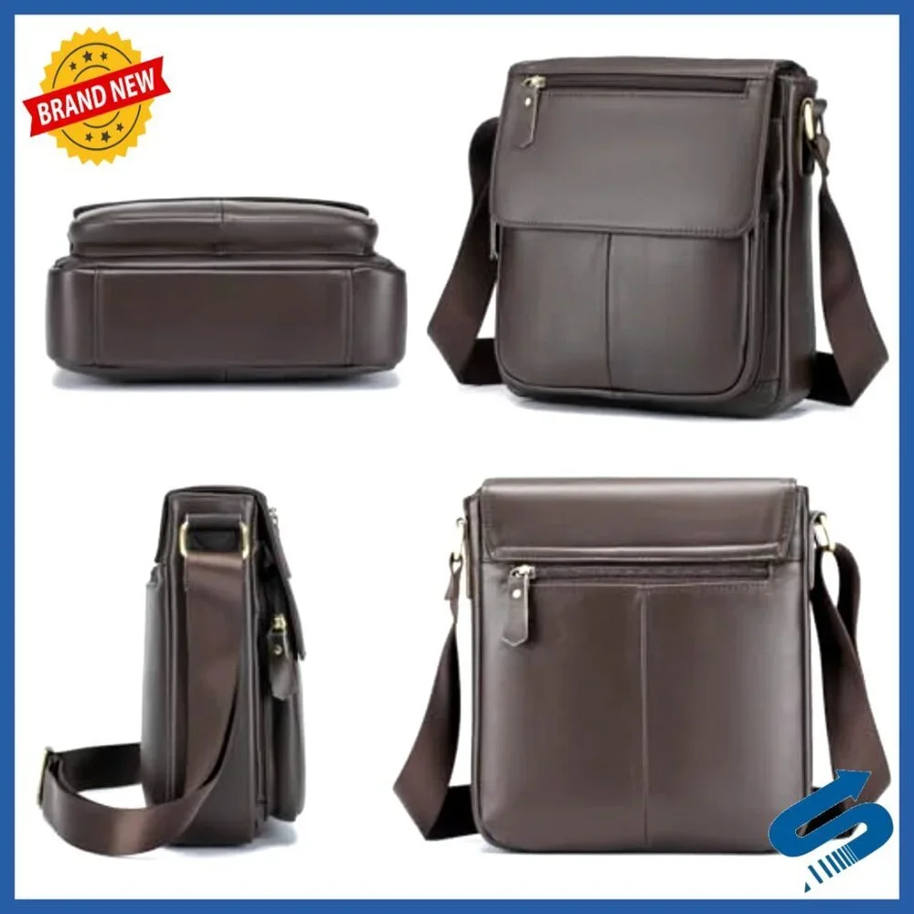Genuine Leather Messenger Bag for Men, Crossbody Satchel Travel Work